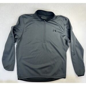 Under Armour Hoodie Mens Large Gray‎ Coldgear Pullover Sweatshirt 1/4 Zip